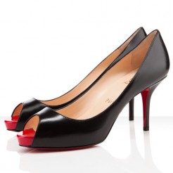 Replica Christian Louboutin Mater Claude 80mm Peep Toe Pumps Black/Red Cheap Fake Shoes