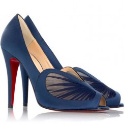 Replica Christian Louboutin Papilipi 100mm Peep Toe Pumps Blue Cheap Fake Shoes