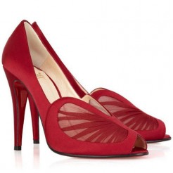 Replica Christian Louboutin Papilipi 100mm Peep Toe Pumps Red Cheap Fake Shoes