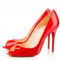 Replica Christian Louboutin Sexy 100mm Peep Toe Pumps Red Cheap Fake Shoes