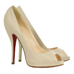 Replica Christian Louboutin Titi 120mm Peep Toe Pumps Beige Cheap Fake Shoes