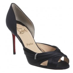 Replica Christian Louboutin Tres Ophrah 80mm Peep Toe Pumps Black Cheap Fake Shoes