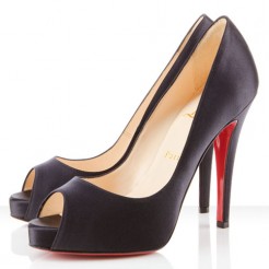 Replica Christian Louboutin Very Prive 100mm Peep Toe Pumps Black Cheap Fake Shoes