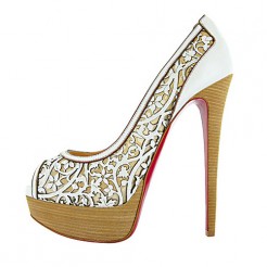 Replica Christian Louboutin Pampas 140mm Peep Toe Pumps White Cheap Fake Shoes