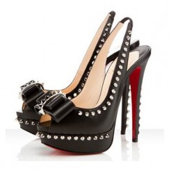 Replica Christian Louboutin Lady Clou 140mm Slingbacks Black Cheap Fake Shoes