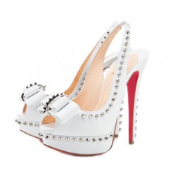 Replica Christian Louboutin Lady Clou 140mm Slingbacks White Cheap Fake Shoes