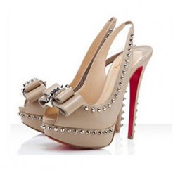 Replica Christian Louboutin Lady Clou 140mm Slingbacks Nude Cheap Fake Shoes