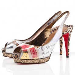 Replica Christian Louboutin Winter Trash 100mm Slingbacks Multicolor Cheap Fake Shoes