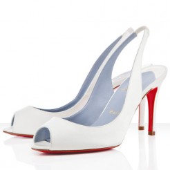 Replica Christian Louboutin You You 80mm Slingbacks White Cheap Fake Shoes