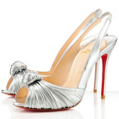 Replica Christian Louboutin Jenny 100mm Slingbacks Silver Cheap Fake Shoes