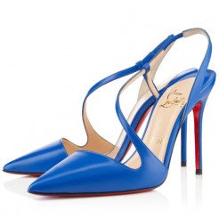 Replica Christian Louboutin June 100mm Slingbacks Blue Cheap Fake Shoes