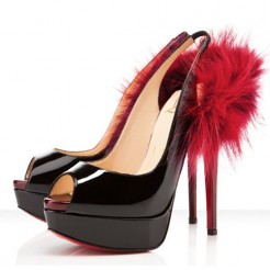 Replica Christian Louboutin Lady Fur 140mm Slingbacks Black Cheap Fake Shoes