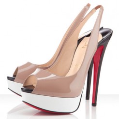 Replica Christian Louboutin Lady Peep 140mm Slingbacks Nude/White Cheap Fake Shoes