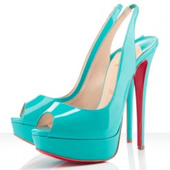 Replica Christian Louboutin Lady Peep 140mm Slingbacks Turquoise Cheap Fake Shoes