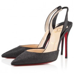 Replica Christian Louboutin Ever 100mm Slingbacks Black Cheap Fake Shoes