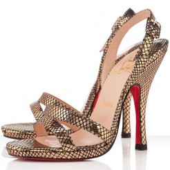 Replica Christian Louboutin Fine Romance 120mm Slingbacks Gold Cheap Fake Shoes