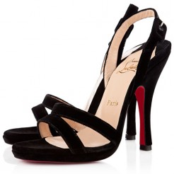 Replica Christian Louboutin Fine Romance 120mm Slingbacks Black Cheap Fake Shoes