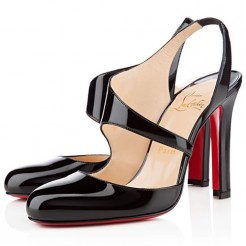 Replica Christian Louboutin Atomic 100mm Slingbacks Black Cheap Fake Shoes