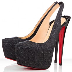 Replica Christian Louboutin Dafsling 160mm Slingbacks Black Cheap Fake Shoes