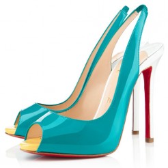 Replica Christian Louboutin Flo 100mm Slingbacks Caraibes Canari Cheap Fake Shoes