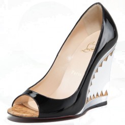 Replica Christian Louboutin Miramar 100mm Wedges Black Cheap Fake Shoes