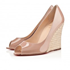 Replica Christian Louboutin puglia 100mm Wedges Nude Cheap Fake Shoes