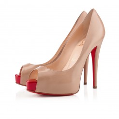 Replica Christian Louboutin Vendome 120mm Peep Toe Pumps Nude/Red Cheap Fake Shoes
