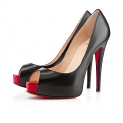 Replica Christian Louboutin Vendome 120mm Peep Toe Pumps Black/Red Cheap Fake Shoes