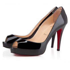 Replica Christian Louboutin Very Prive 100mm Peep Toe Pumps Black Cheap Fake Shoes