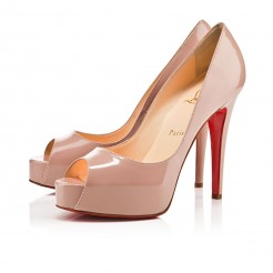 Replica Christian Louboutin Hyper Prive 120mm Peep Toe Pumps Nude Cheap Fake Shoes