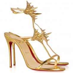 Replica Christian Louboutin Lady Max 100mm Special Occasion Gold Cheap Fake Shoes