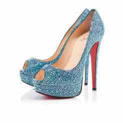 Replica Christian Louboutin Lady Peep Stras 140mm Special Occasion Saphir Cheap Fake Shoes