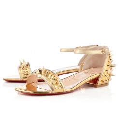 Replica Christian Louboutin Druide Flat Sandals Gold Cheap Fake Shoes