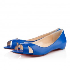 Replica Christian Louboutin Croisette Flat Sandals Blue Cheap Fake Shoes