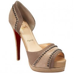 Replica Christian Louboutin Henry 140mm Peep Toe Pumps Nude Cheap Fake Shoes