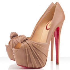 Replica Christian Louboutin Lady Gres 160mm Peep Toe Pumps Beige Cheap Fake Shoes