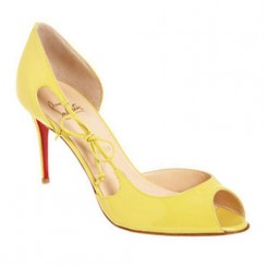 Replica Christian Louboutin Delico 100mm Peep Toe Pumps Yellow Cheap Fake Shoes