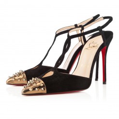 Replica Christian Louboutin Geotistrap 100mm Pumps Black/Bronze Cheap Fake Shoes