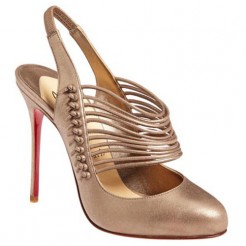 Replica Christian Louboutin Mille Cordes 100mm Slingbacks Champagne Cheap Fake Shoes