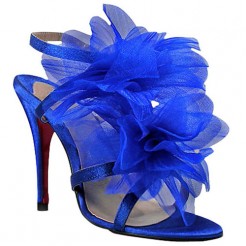 Replica Christian Louboutin Petal 70mm Sandals Blue Cheap Fake Shoes