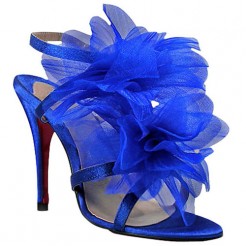 Replica Christian Louboutin Petal 70mm Sandals Blue Cheap Fake Shoes