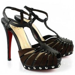 Replica Christian Louboutin Zigounette 140mm Sandals Black Cheap Fake Shoes