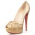 Christian Louboutin Jenny 140mm Peep Toe Pumps Gold