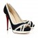 Replica Christian Louboutin Very Jaws 140mm Peep Toe Pumps Black White Cheap Fake Shoes