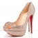 Replica Christian Louboutin Lady Peep Strass 140mm Peep Toe Pumps Gold Cheap Fake Shoes