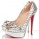 Replica Christian Louboutin Lady Peep Spikes 140mm Peep Toe Pumps Silver Cheap Fake Shoes