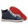 Replica Christian Louboutin Louis Spikes Sneakers Blue Cheap Fake Shoes