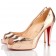 Replica Christian Louboutin Very Prive 100mm Peep Toe Pumps Gold Cheap Fake Shoes